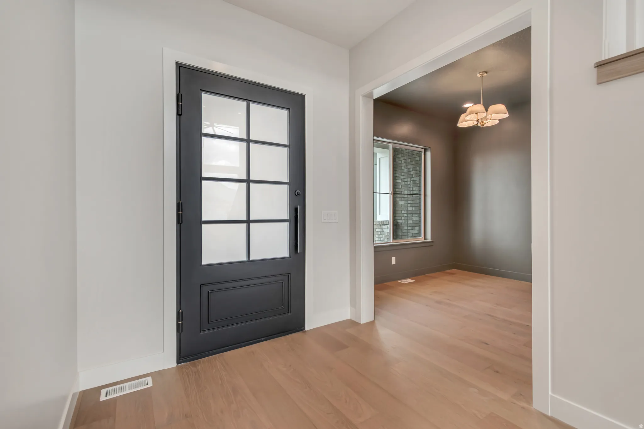 Privacy on demand door. Instantly shifts between clear and frosted glass at the flick of a switch!