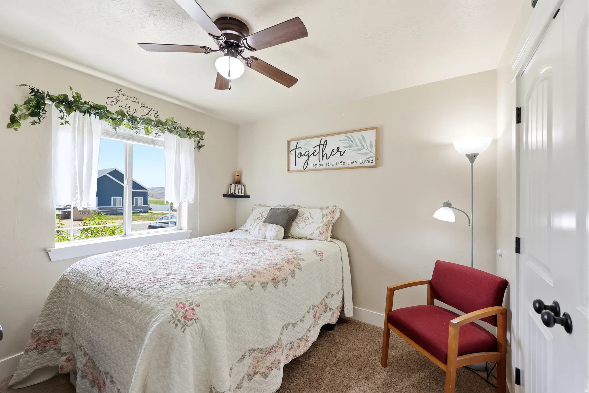 Neutral tone interior with a window providing outdoor visibility