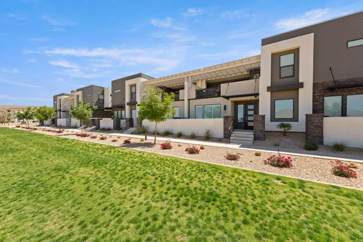 Modern townhome exterior featuring contemporary architecture