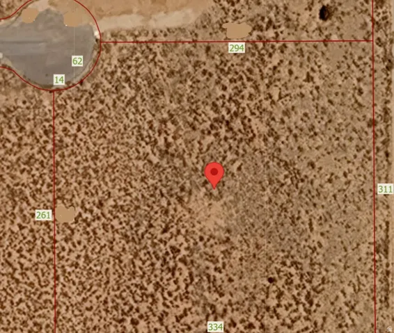 Property Map. Indicating the parcel boundaries and a specific location marker on the property