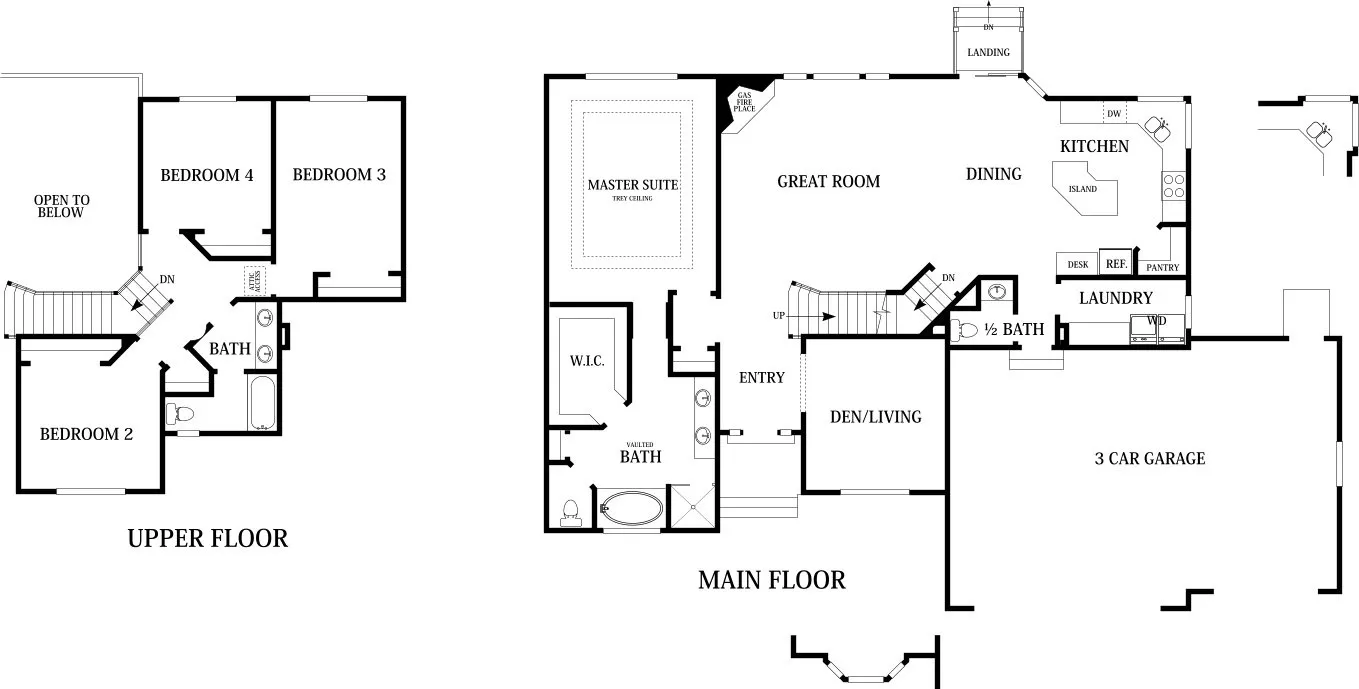 Main floor and upper floor