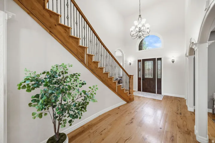 Hardwood flooring throughout the entryway