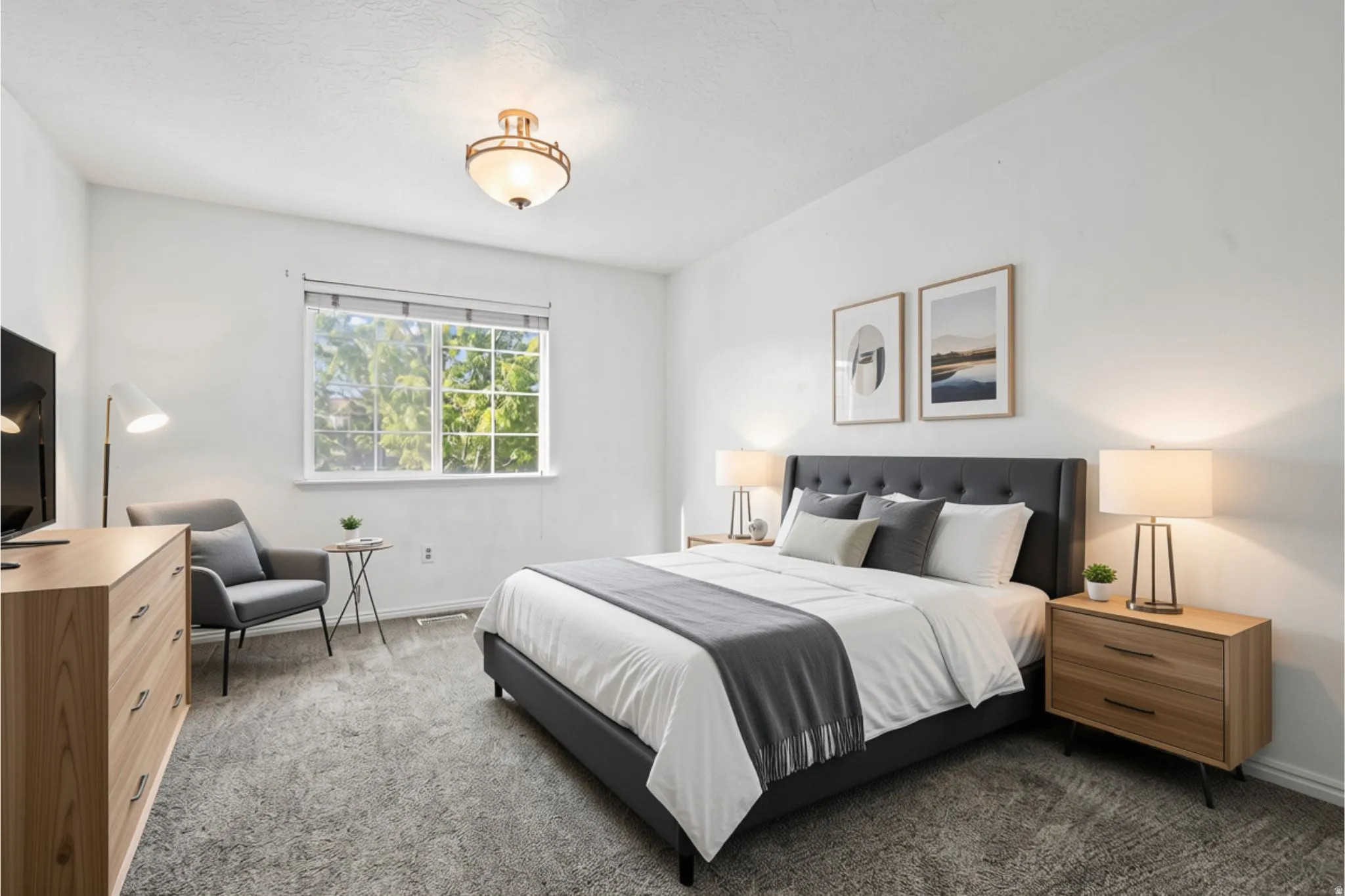 VIRTUALLY STAGED Master Bedroom.