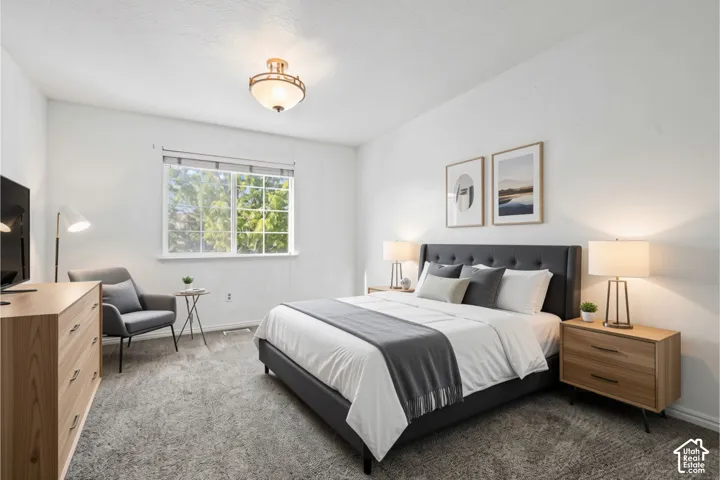 VIRTUALLY STAGED Master Bedroom.