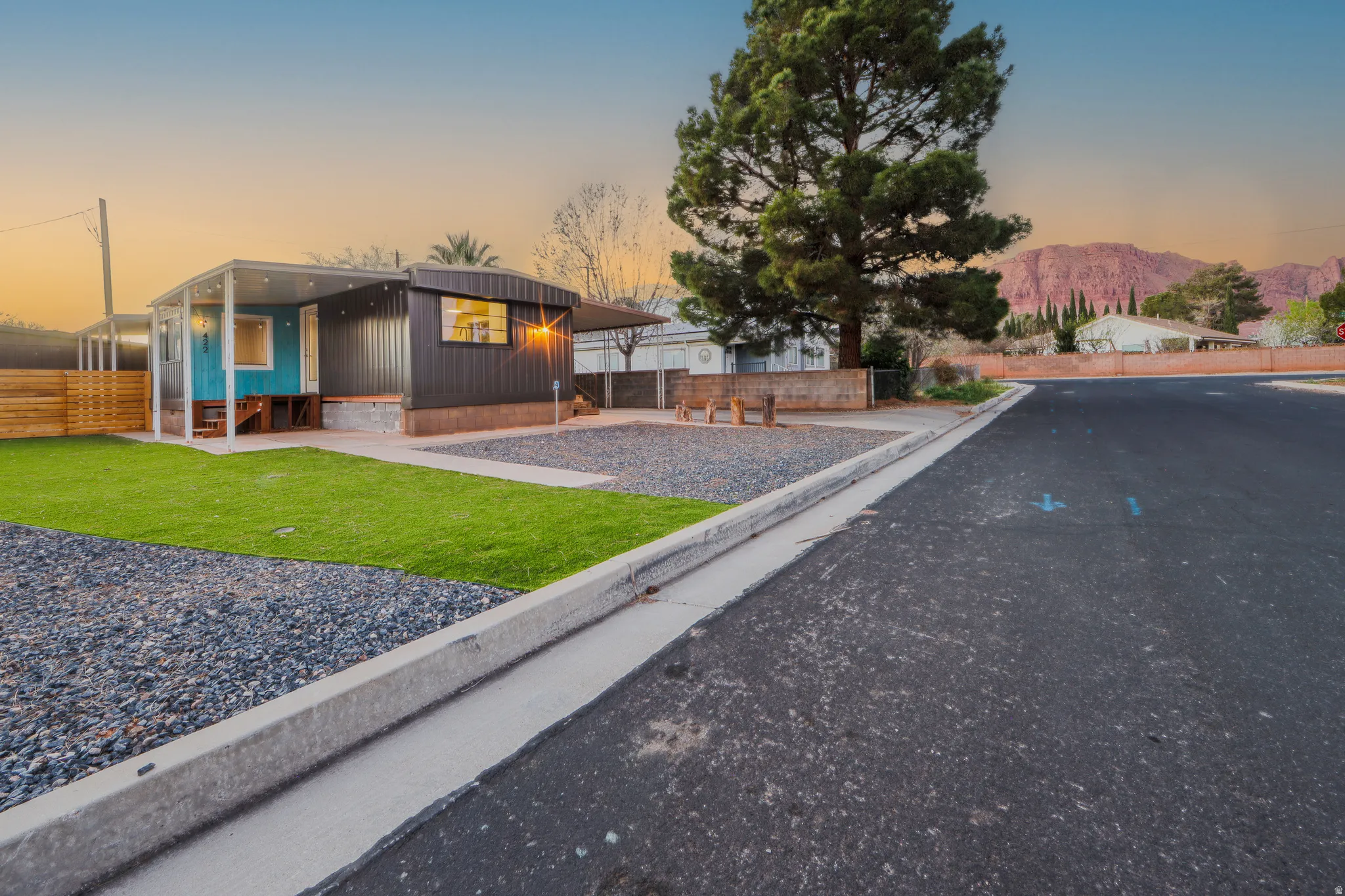 View of front of home featuring a mountain view