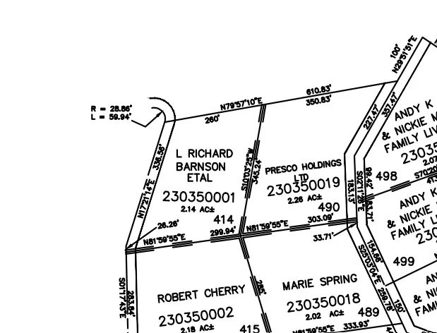 Survey Plat. Displaying property boundaries, parcel numbers, acreage, and ownership details