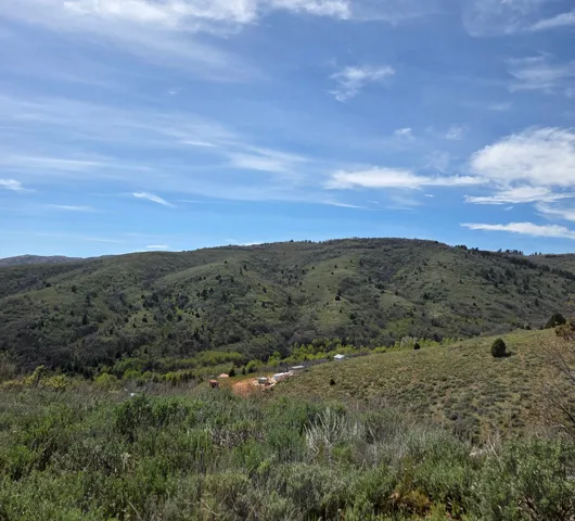 Expansive undeveloped land featuring rolling hills, varied green vegetation, and a broad sky overhead