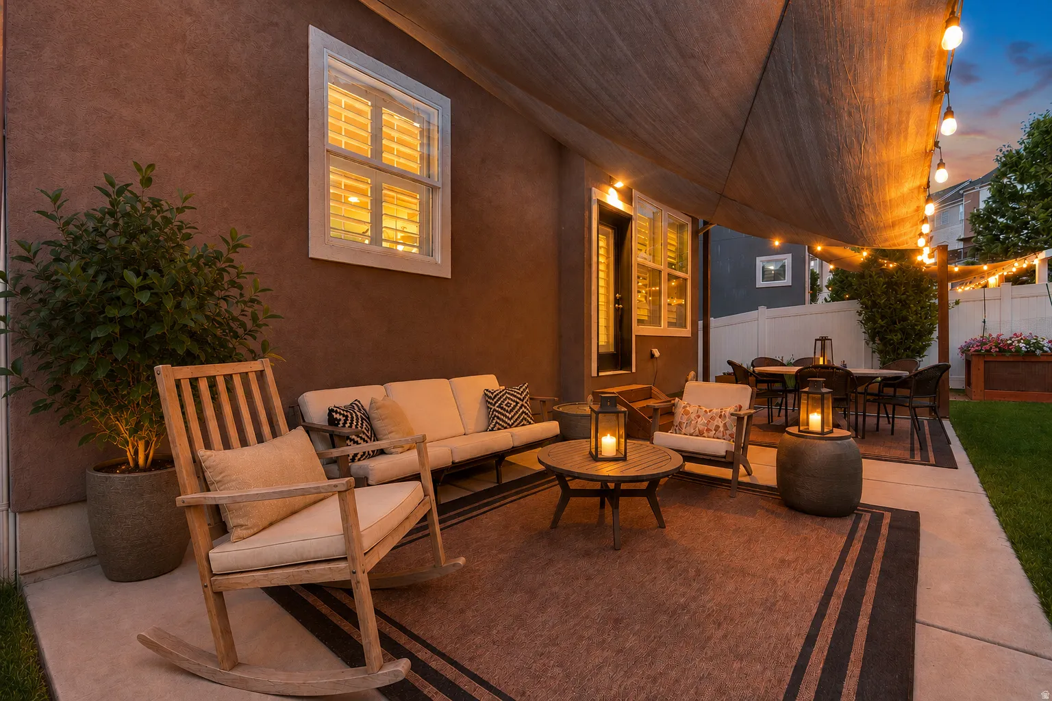 Digitally enhanced covered patio area