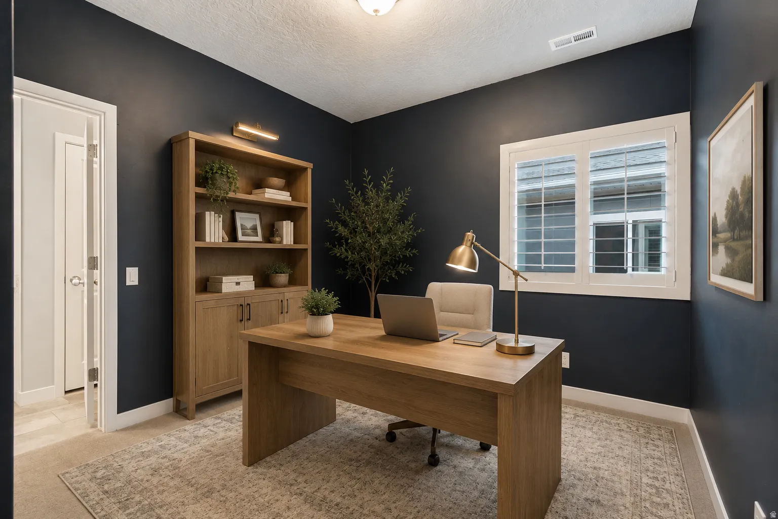 Digitally staged office/bedroom