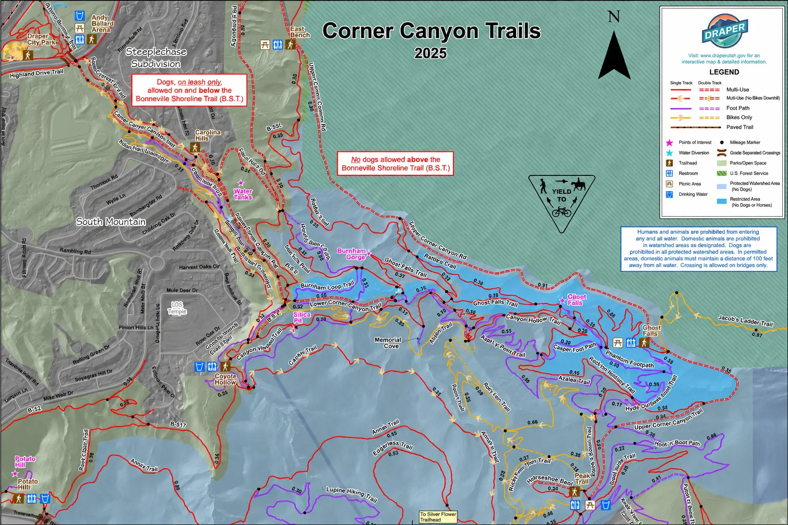 Corner Canyon trail system map