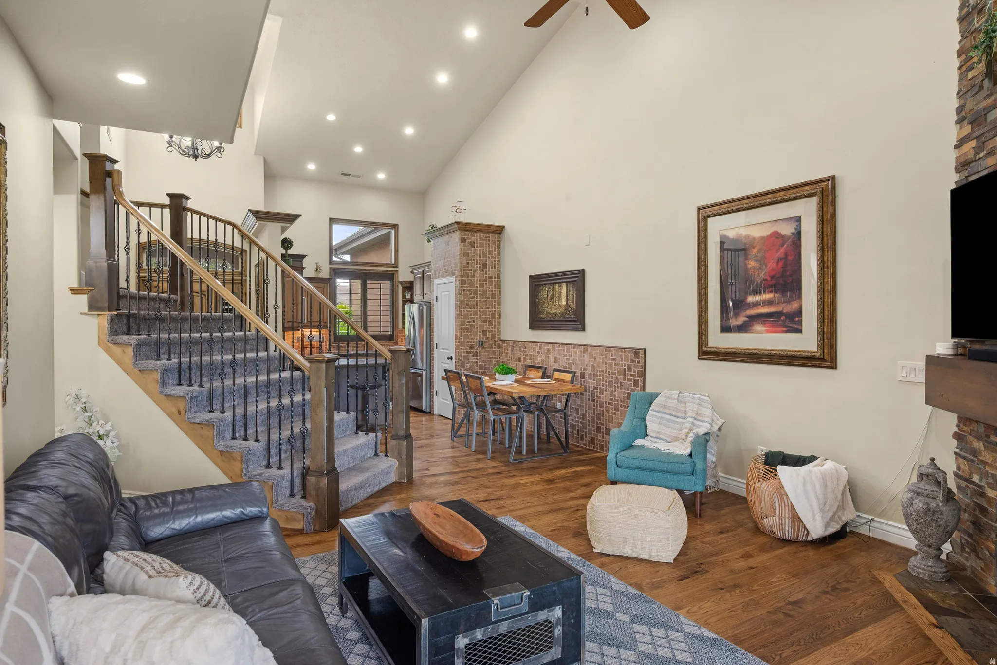 Vaulted ceilings showcasing recessed lighting