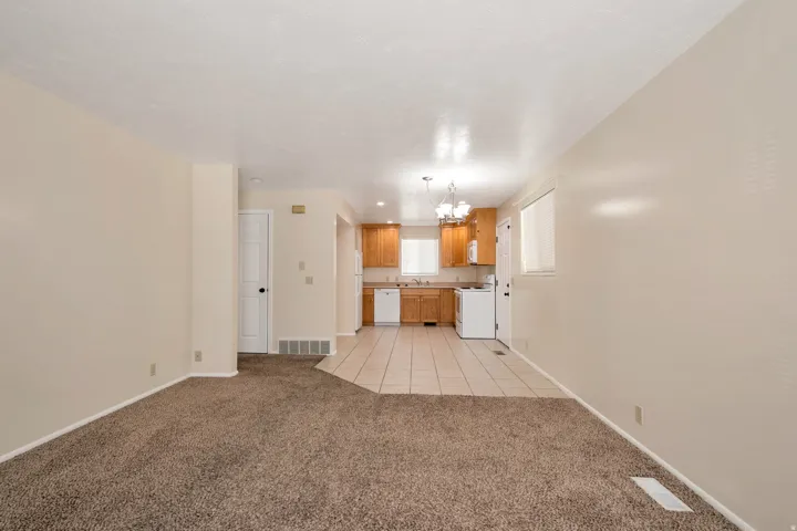 2 bedroom unit living and kitchen