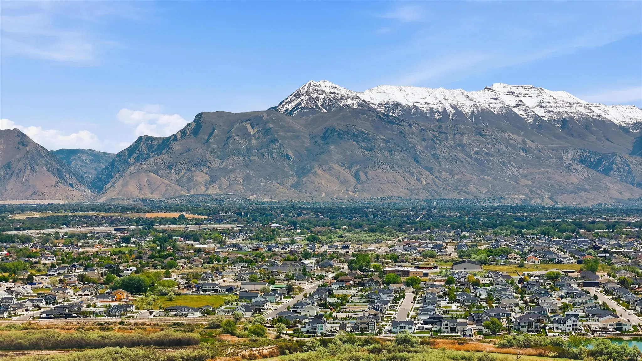 Expansive aerial perspective showcasing a residential community