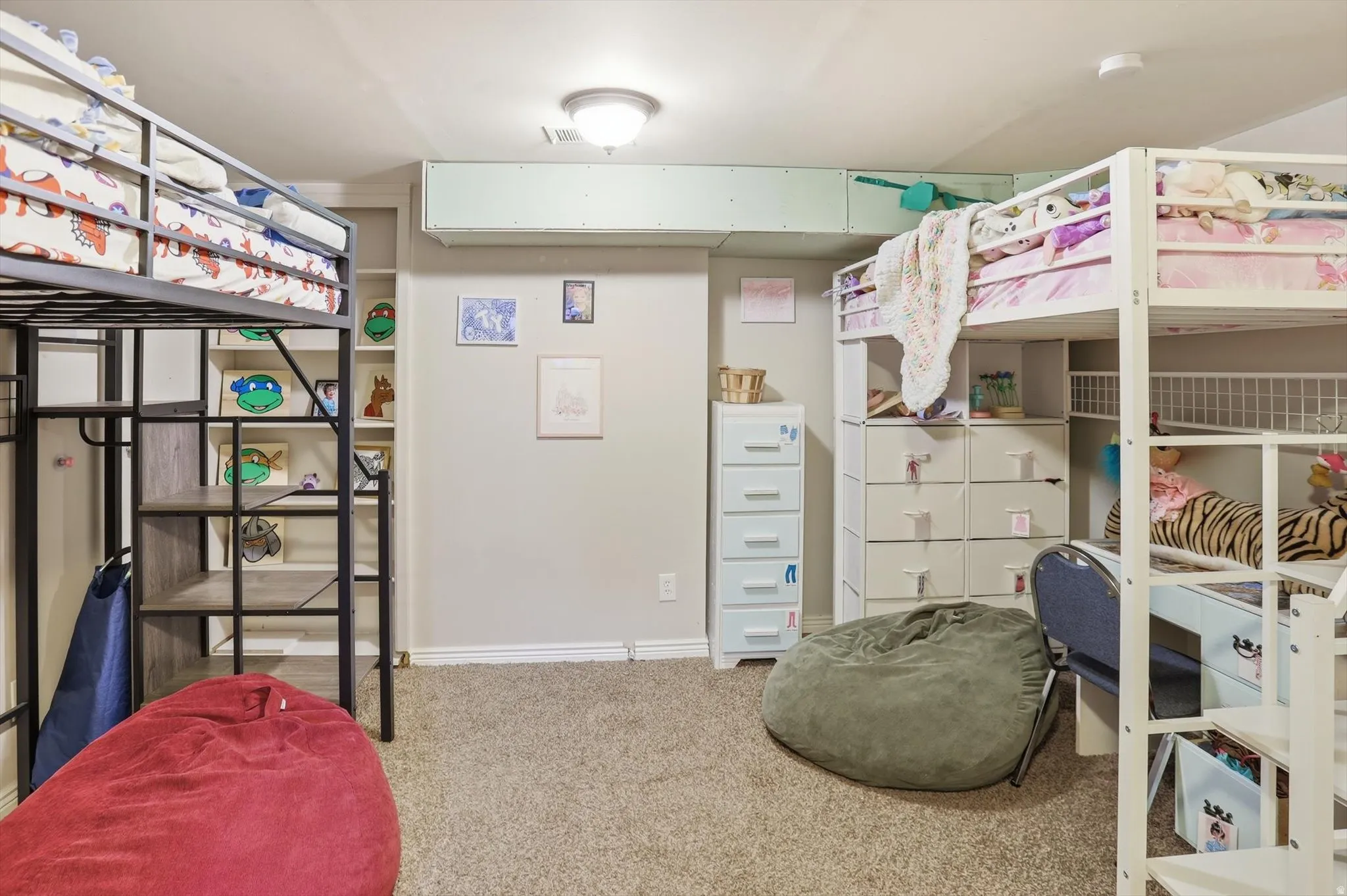 Spacious room with carpet flooring, recessed lighting, and light-toned walls
