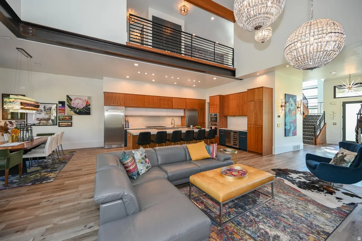Vaulted ceilings with exposed structural beams
