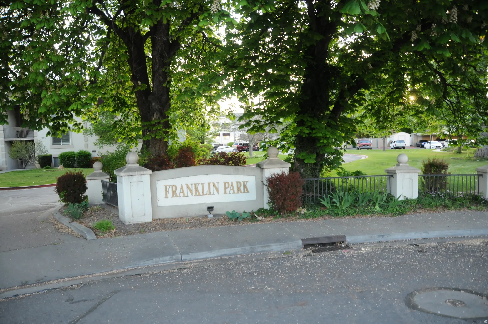 Community sign with a yard