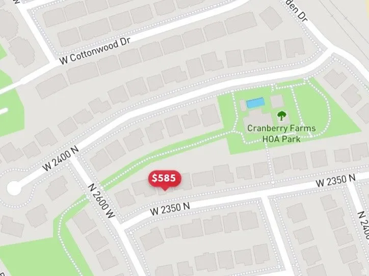 Map. Indicating the geographic placement of the property, the trail behind the home and the HOA amenities connecting to them: pool, clubhouse, playground, and grass fields.