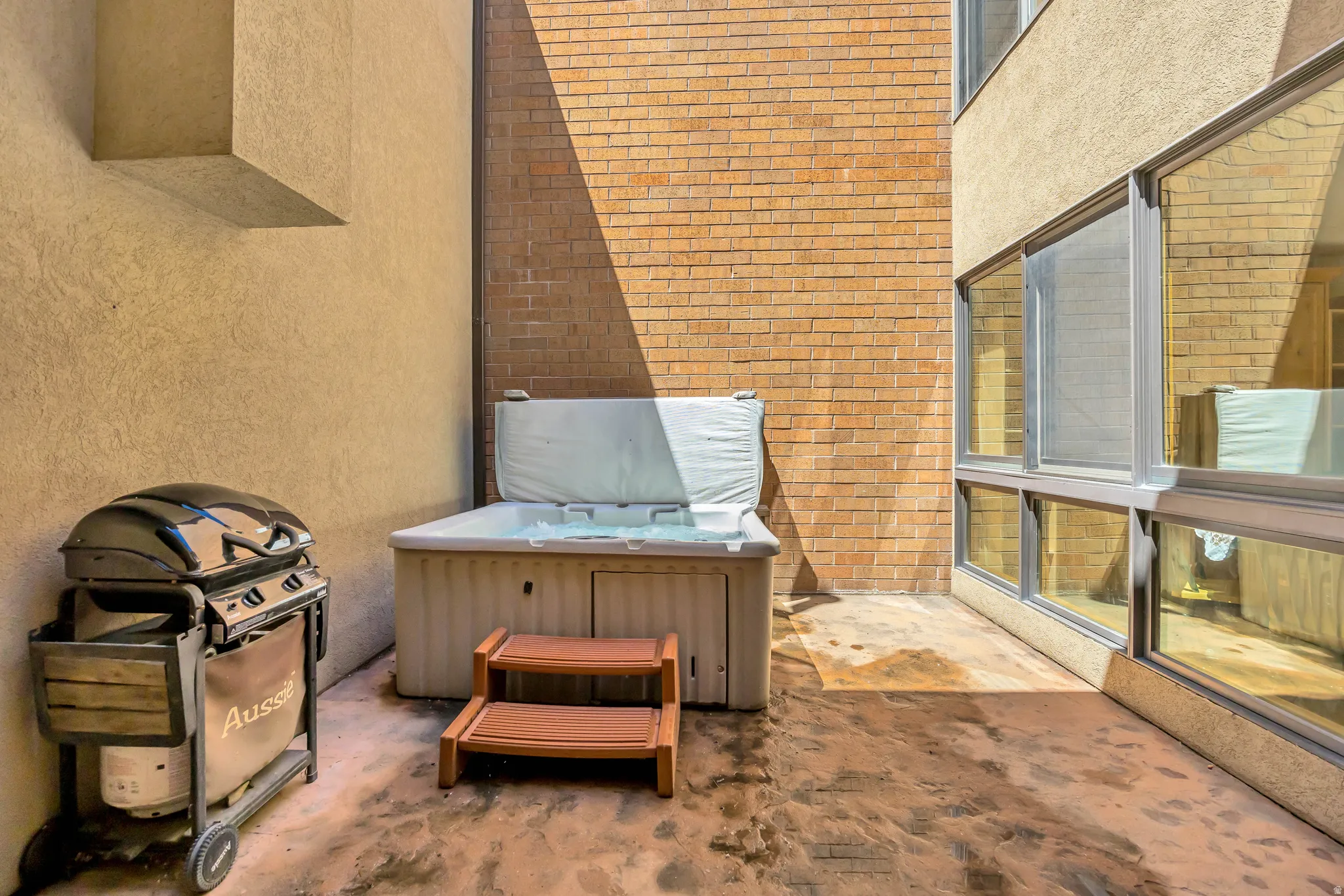 Private atrium with private hot tub