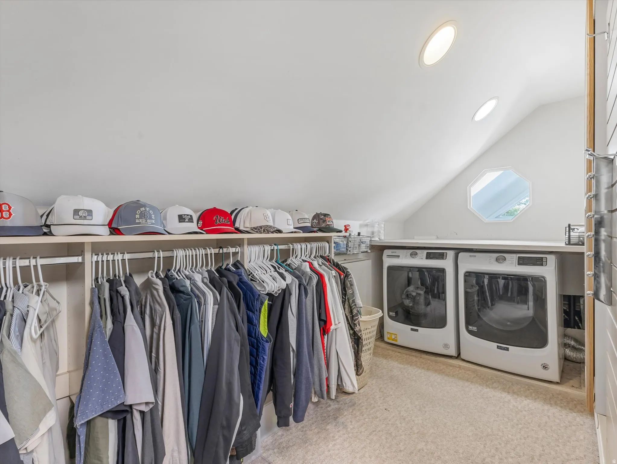 Primary Closet with separate washer and dryer
