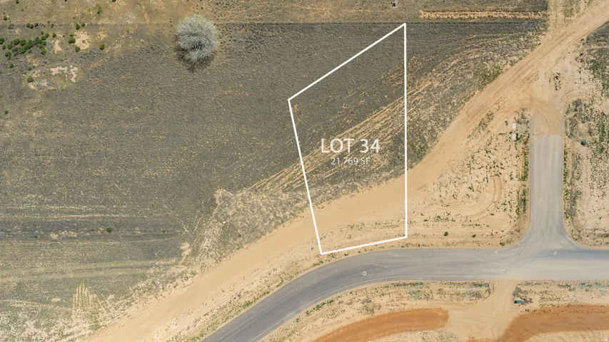 Aerial Parcel Map. Displaying the outline and identification of Lot 34 with its recorded square footage