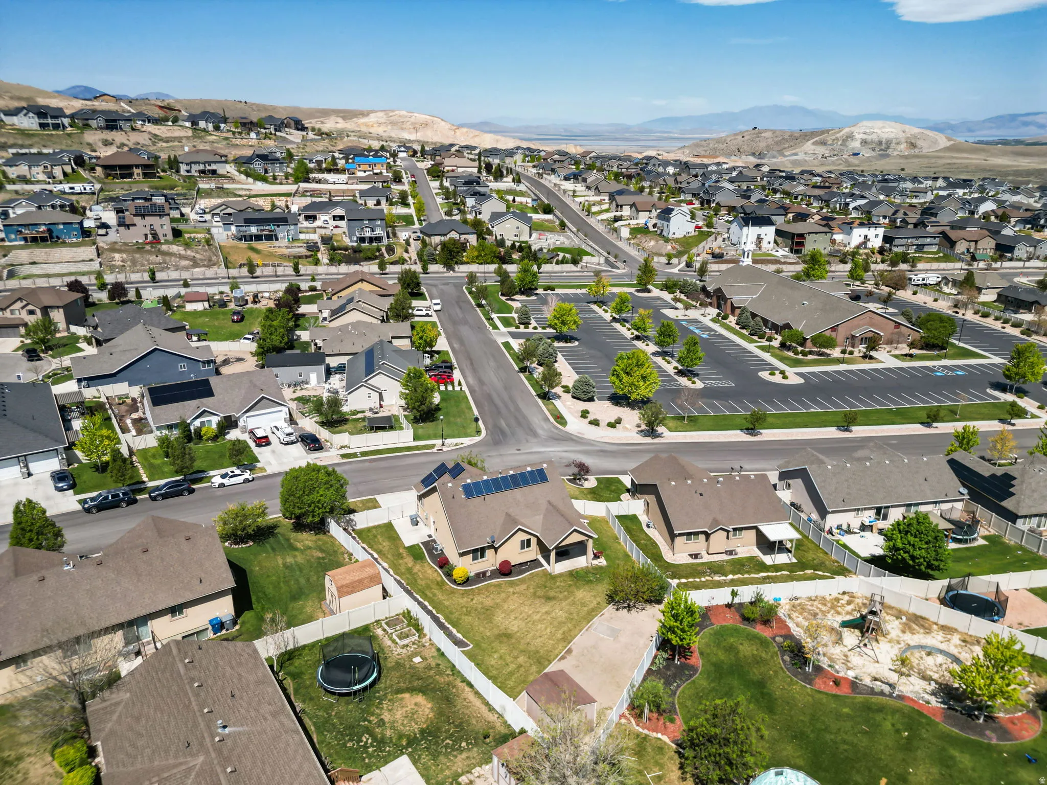 Residential neighborhood featuring varied single-family homes with paved streets