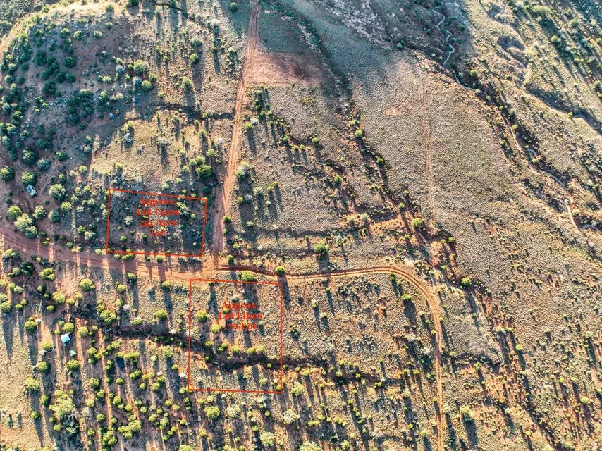 Expansive aerial view of undeveloped land featuring varied topography, natural vegetation, and unpaved access paths