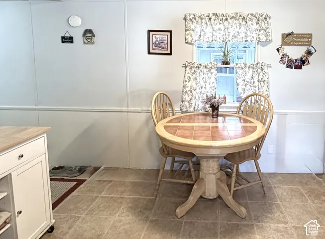 Large kitchen with dining area