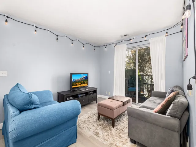 Light blue wall color with white trim