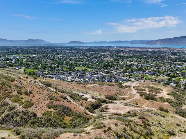 Aerial perspective showcasing a sprawling residential area with extensive green spaces