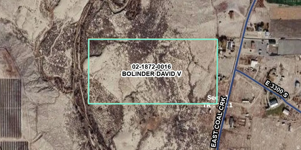 Aerial Property Map. Displaying the outline and identifying information for the property