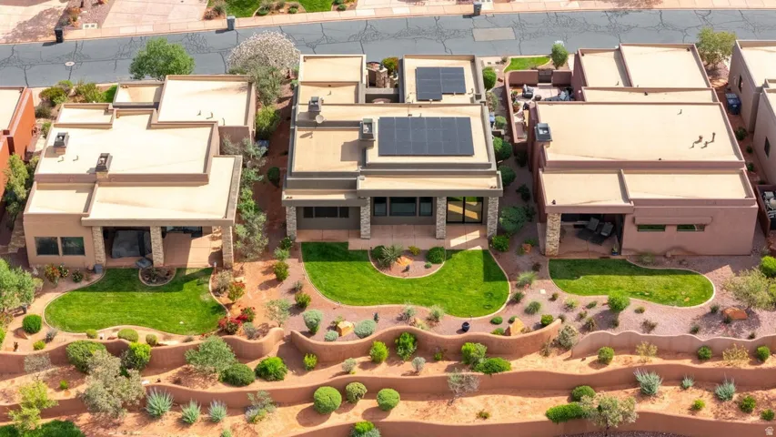 Modern flat-roof architecture with solar panel installation