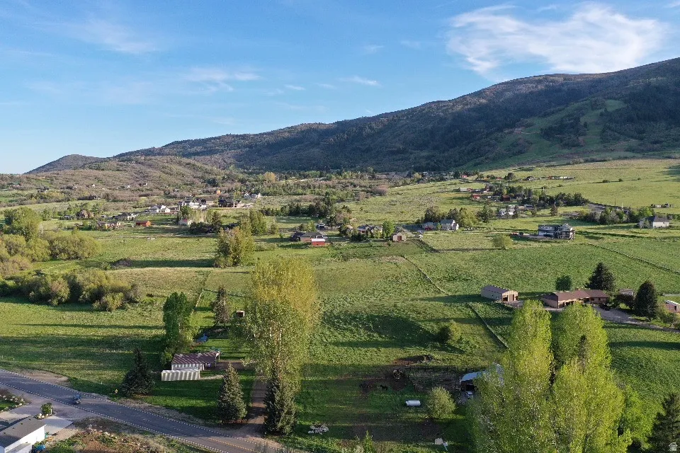 Expansive green fields with scattered residential structures
