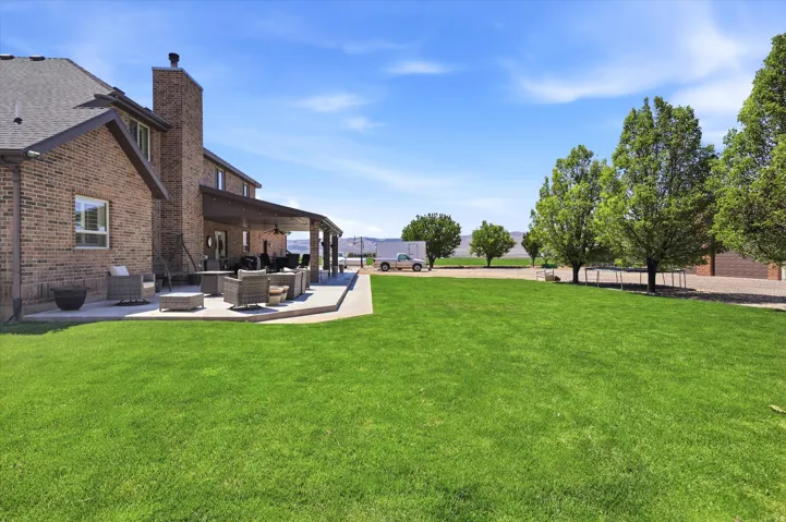 Expansive green lawn providing abundant outdoor space