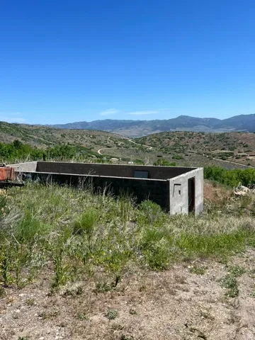Concrete foundation structure on a hillside setting