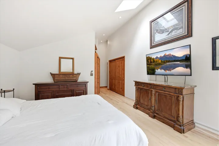 Vaulted ceilings with skylights provide ample natural light