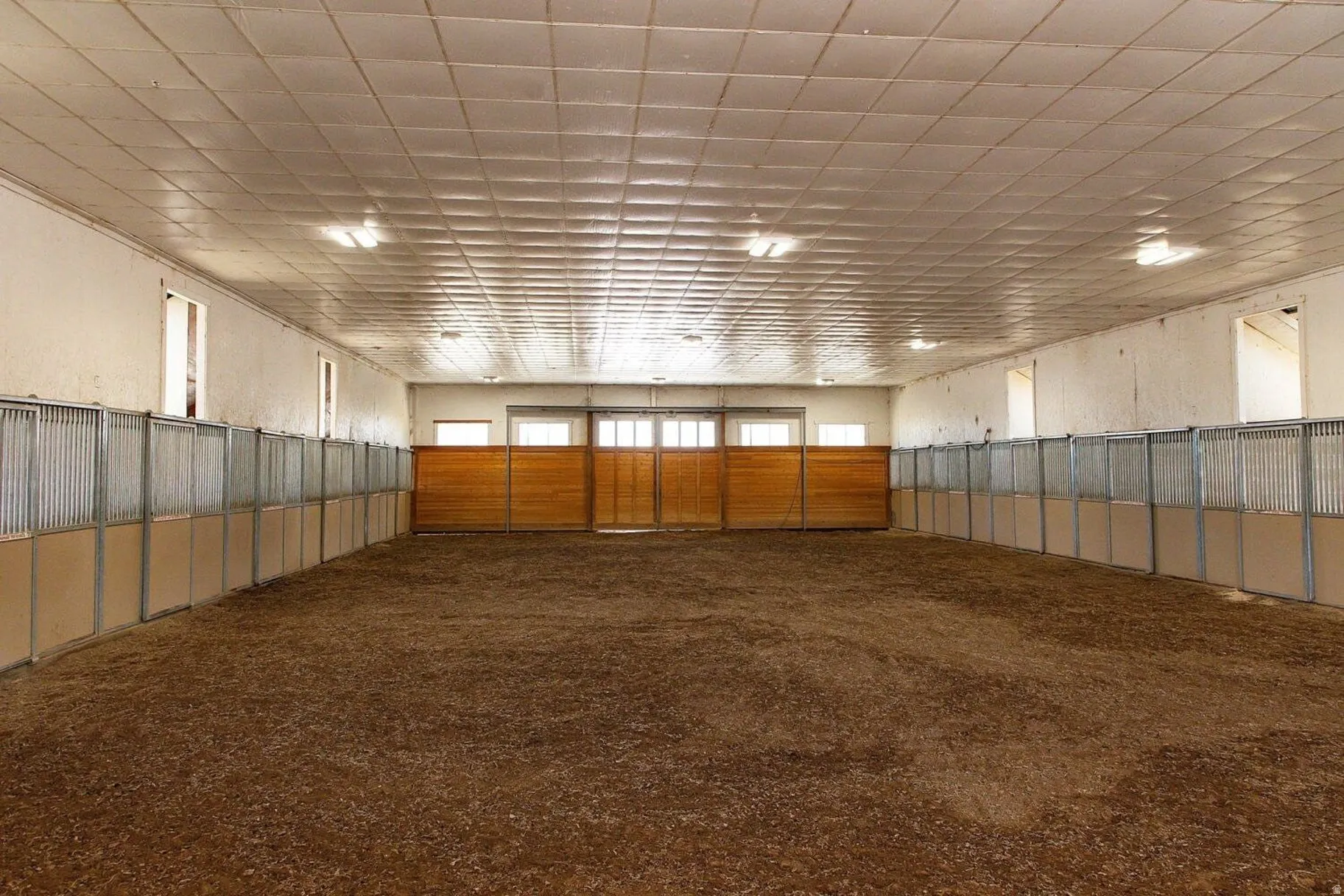 Spacious indoor arena with ample natural light from multiple windows