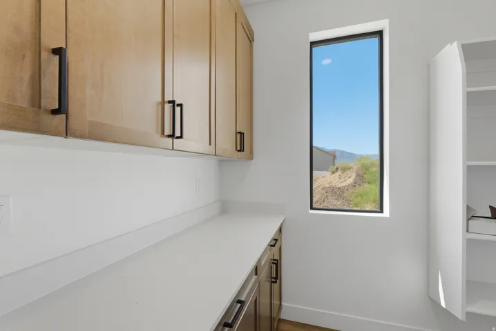 Extended countertop with light-toned surface