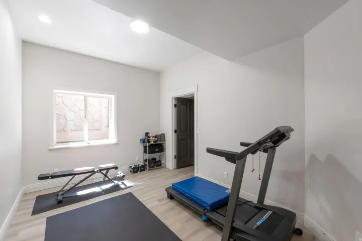 basement bedroom/exercise room
