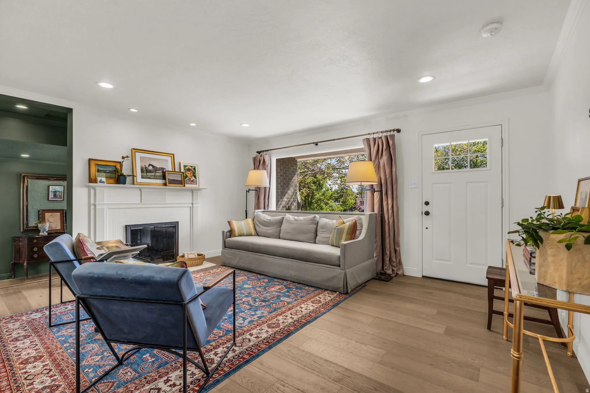 Spacious open-concept living room with natural light