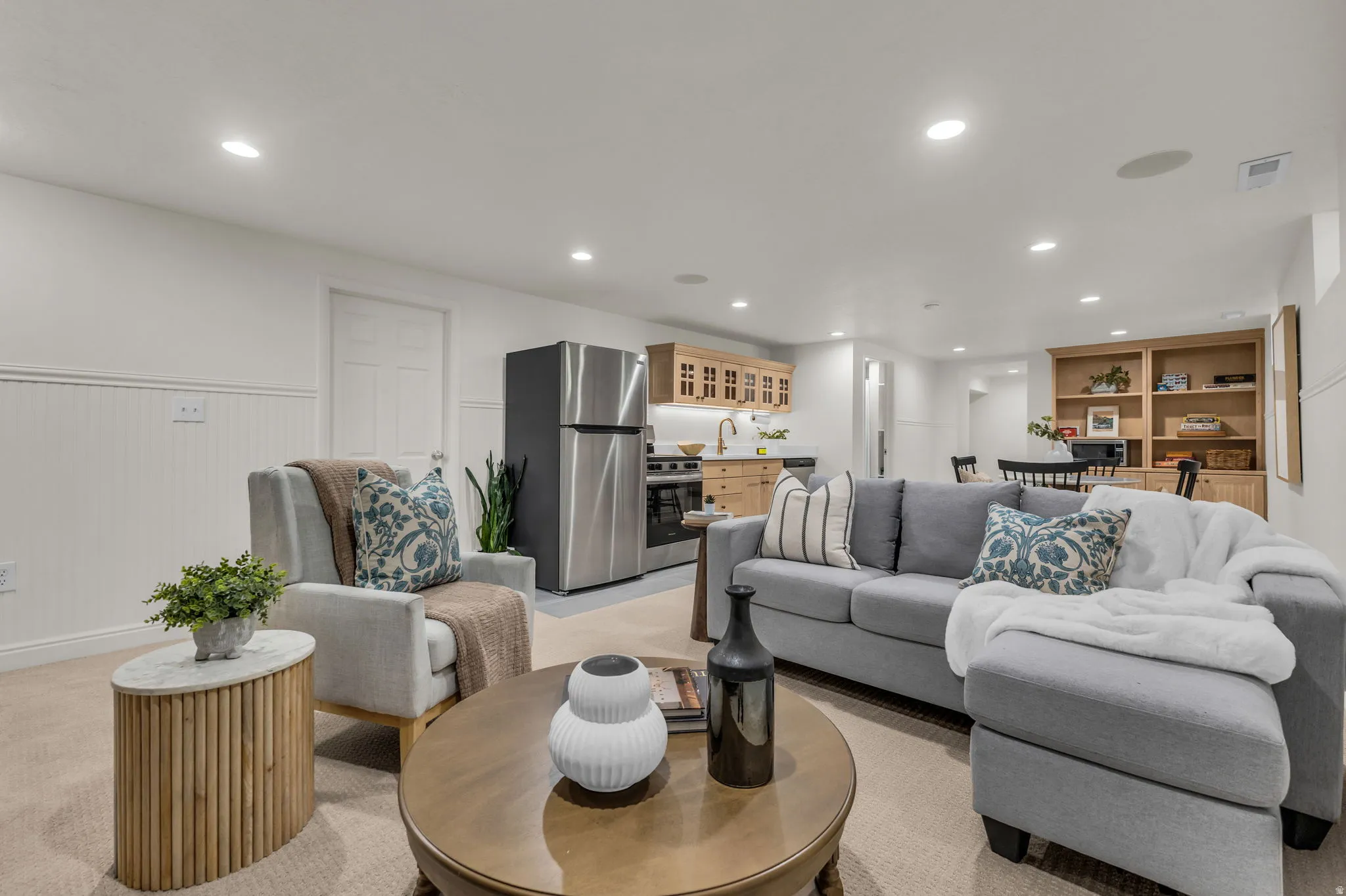 Bright basement kitchenette/family room
