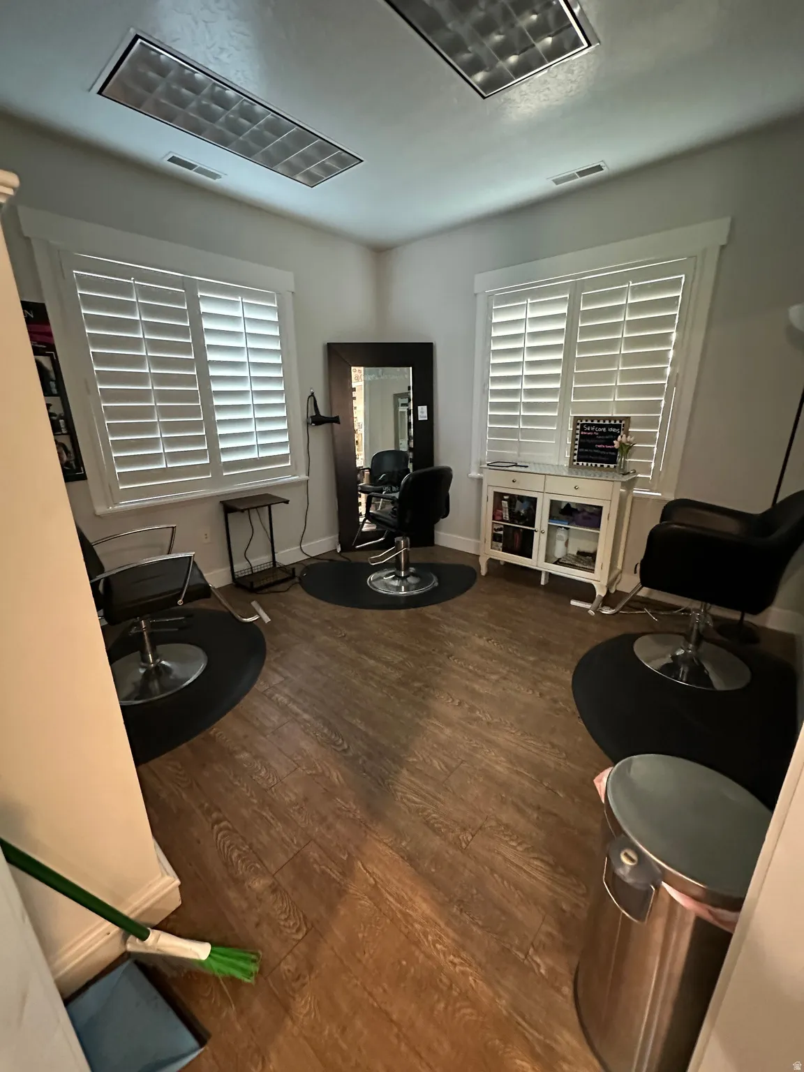 Commercial-grade wood-finish flooring offering a durable surface