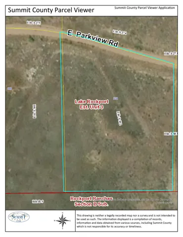 Summit County Parcel Viewer. Displaying parcel boundaries and identifying the property's location within Lake Rockport Est
