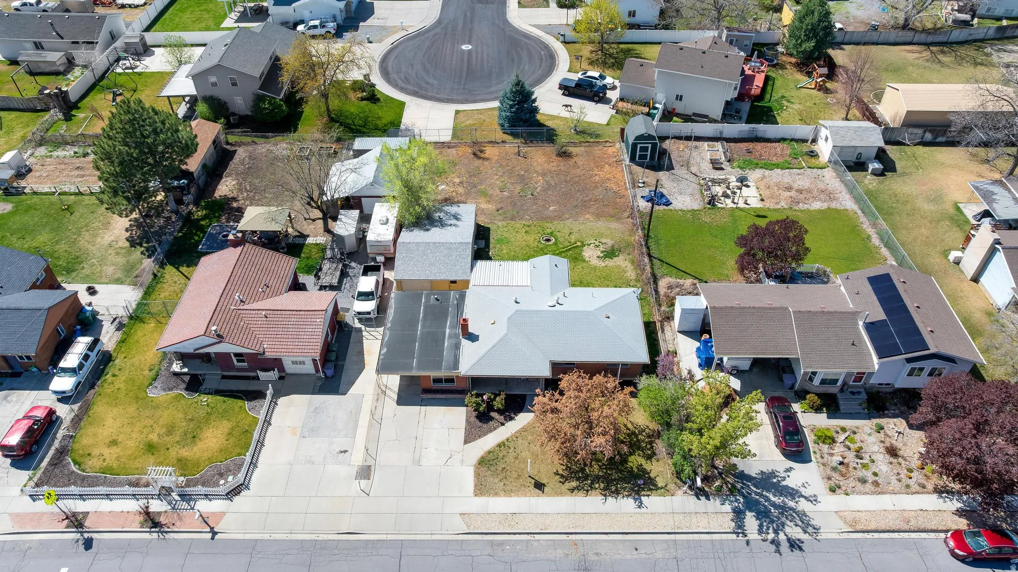 Aerial perspective of suburban area