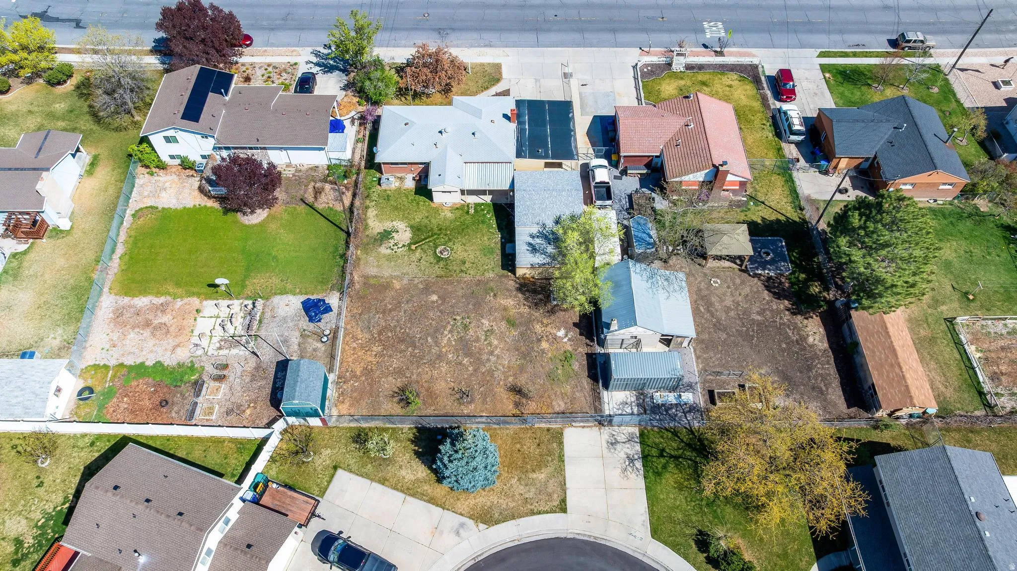 Aerial perspective of suburban area