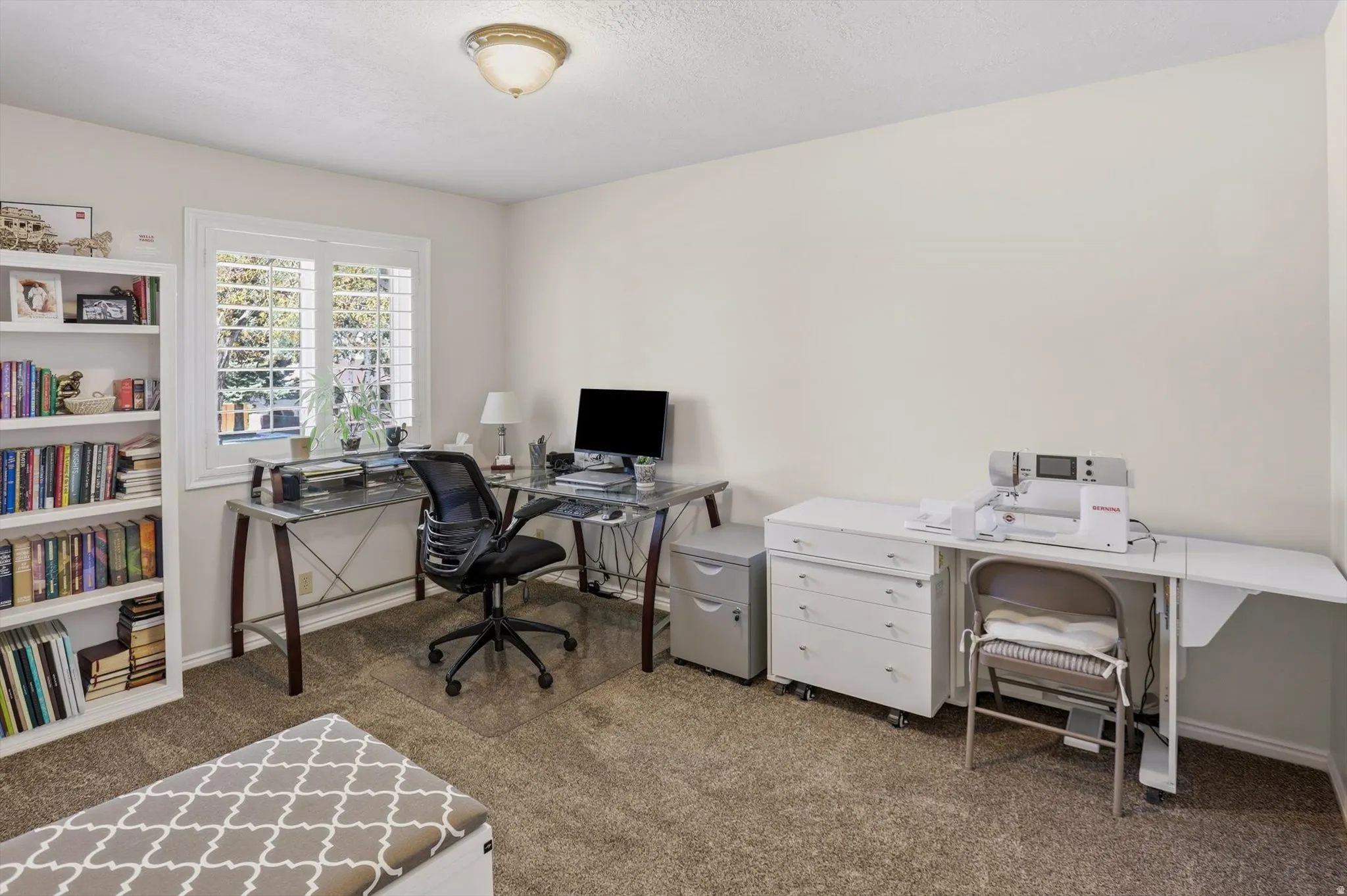 Bright room featuring neutral carpet flooring and light-toned walls