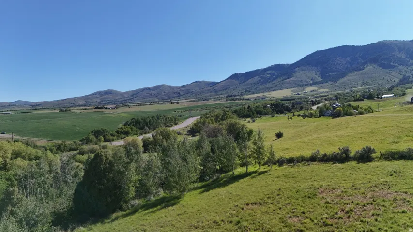 Expansive green fields with distant mountainous terrain under a clear sky