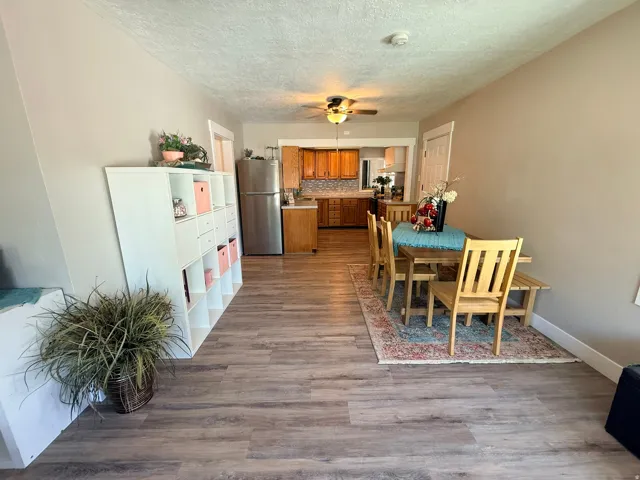 Wood-finish flooring throughout