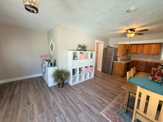 Wood-finish flooring throughout