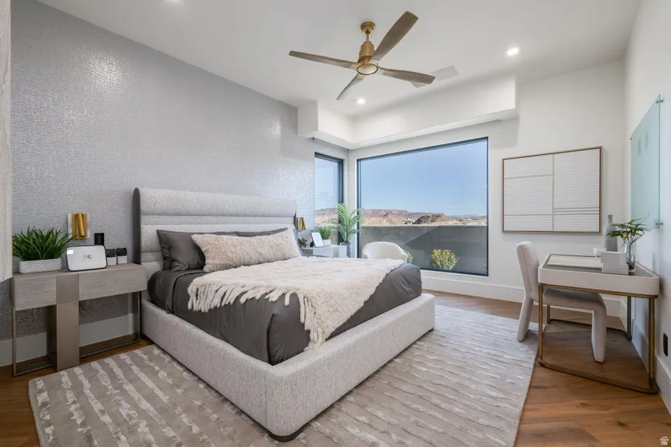 Floor-to-ceiling window offering expansive desert scenery