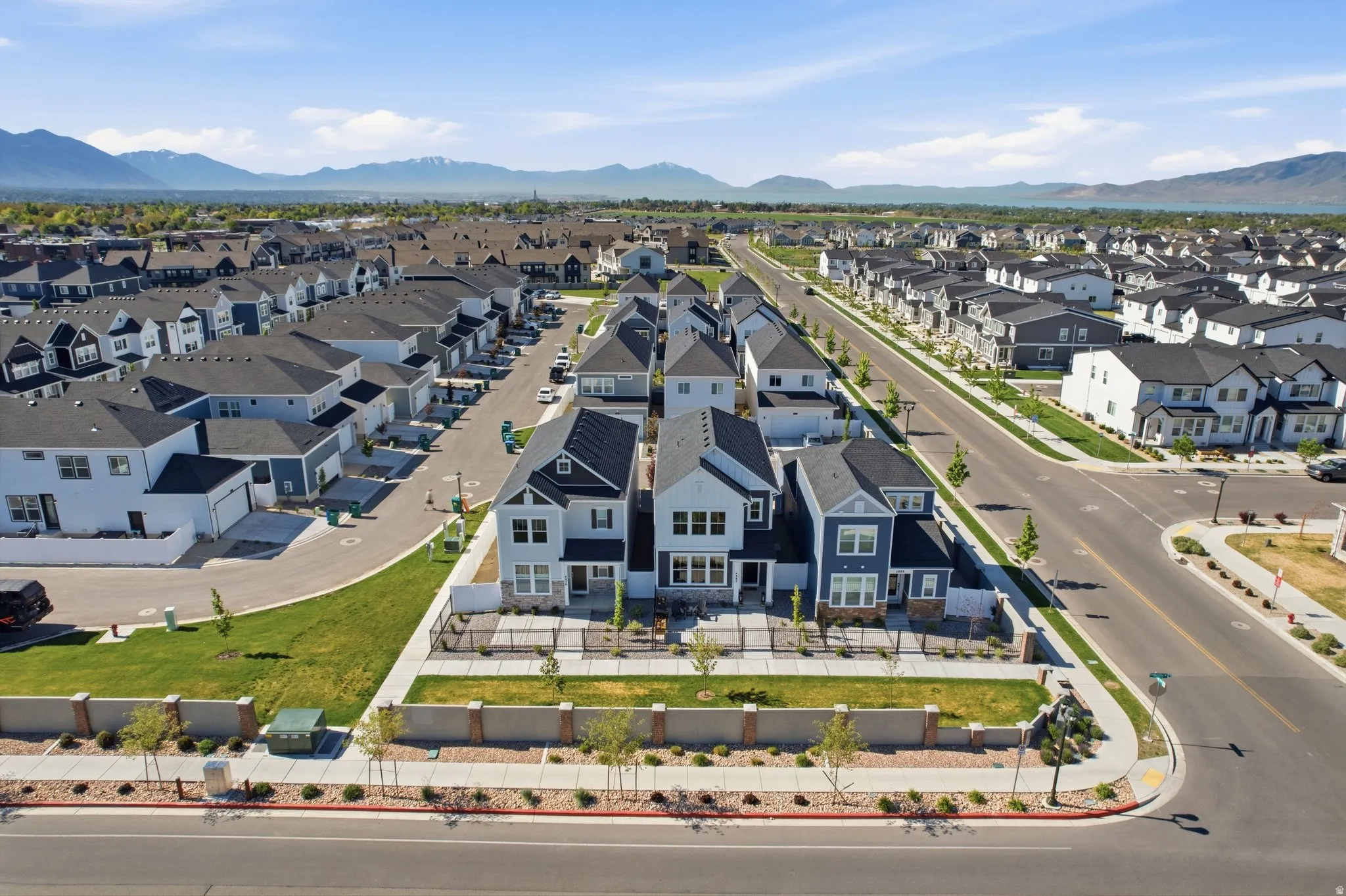 Newly constructed residential development featuring modern architecture